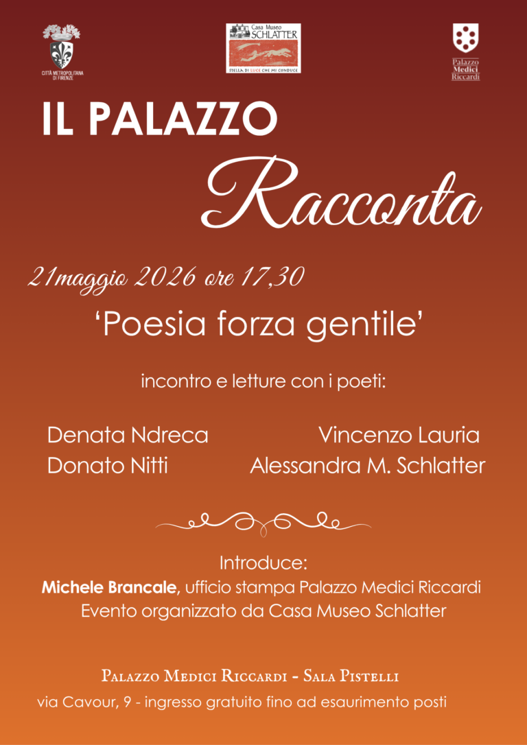 'Poesia Forza Gentile', incontro del 21 maggio in Palazzo Medici Riccardi