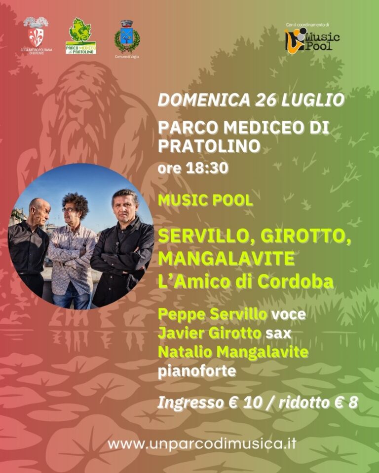 Peppe Servillo, Natalio Mangalavite, Javier Girotto a Pratolino il 26 luglio Locandina evento