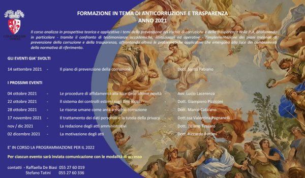 Programma dei corsi organizzati dalla Segreteria Generale della Città Metropolitana di Firenze