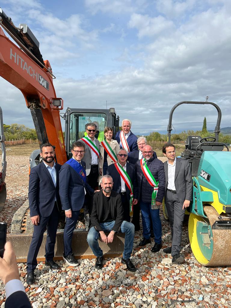 Un momento della cerimonia per l'avvio dei lavori del nuovo Ponte sull'Arno