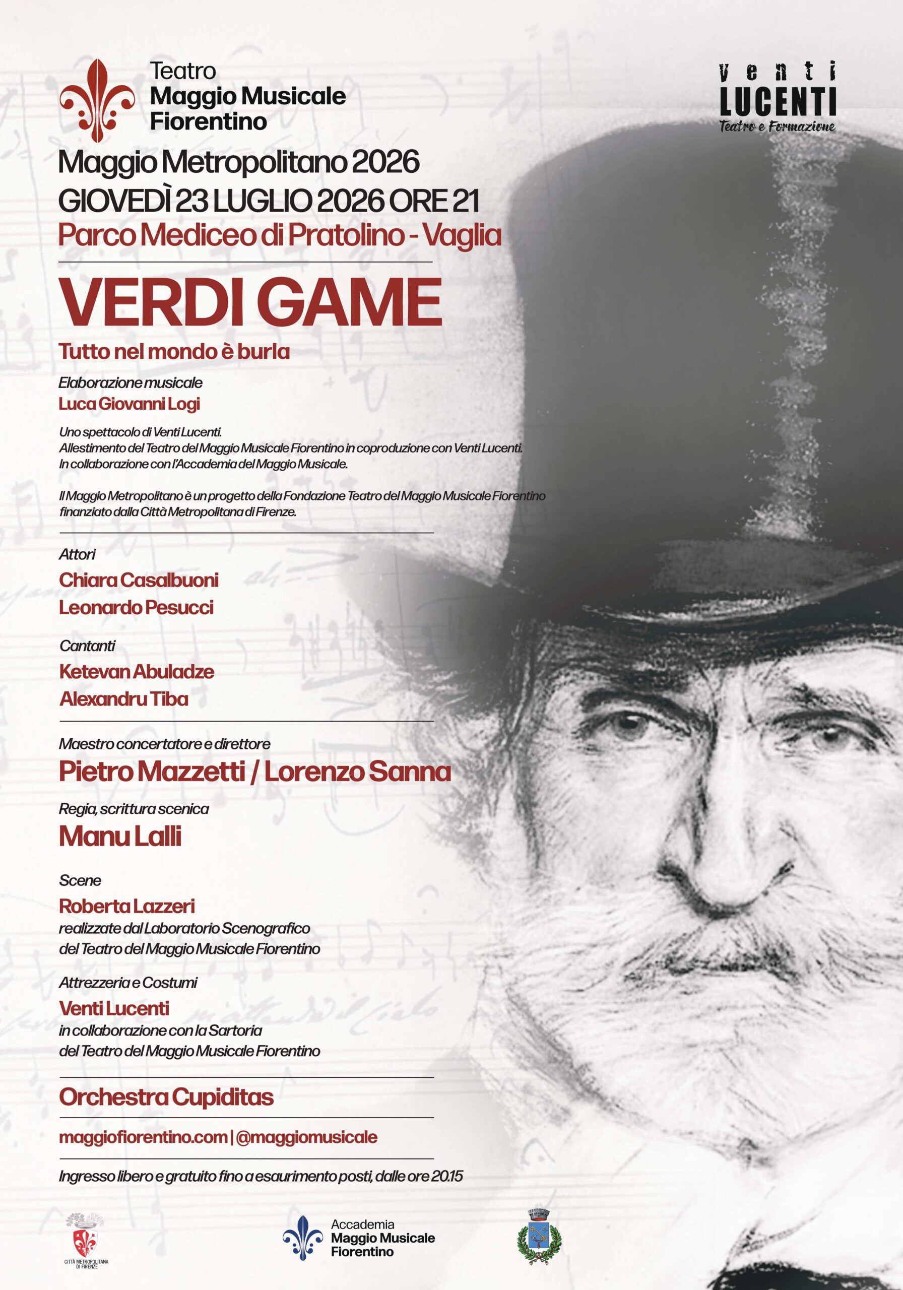 locandina Verdi Game, spettacolo del 23 luglio a Pratolino