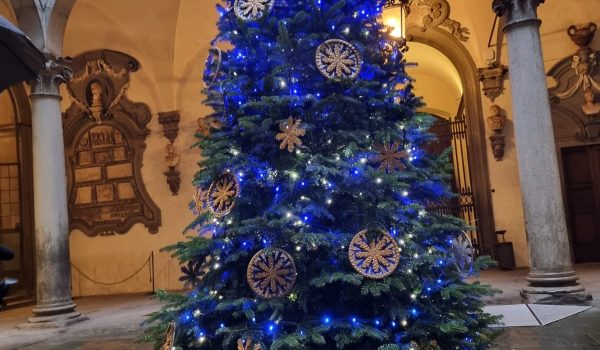 L'albero di Natale acceso nel Cortile di Michelozzo di Palazzo Medici Riccardi