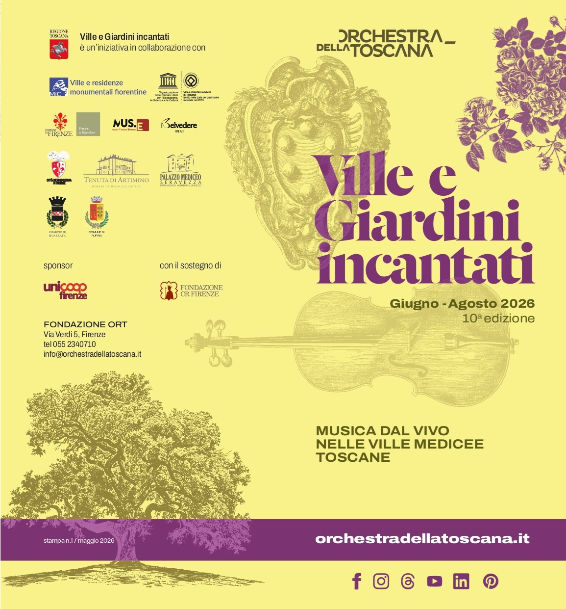 locandina con informazioni sulla rassegna ville e giardini incantati 2026