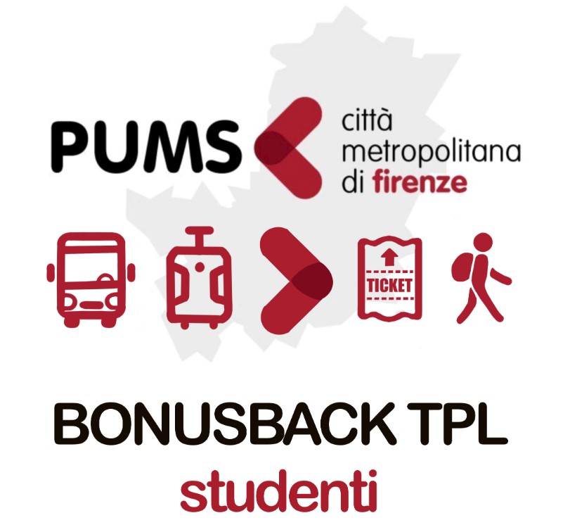 locandina con scritta rossa e nera PUMS bonusback tpl studenti