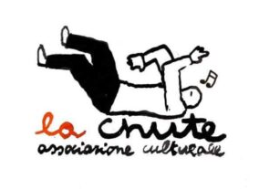 logo associazione la chute, disegno di uomo caduto con nota musicale