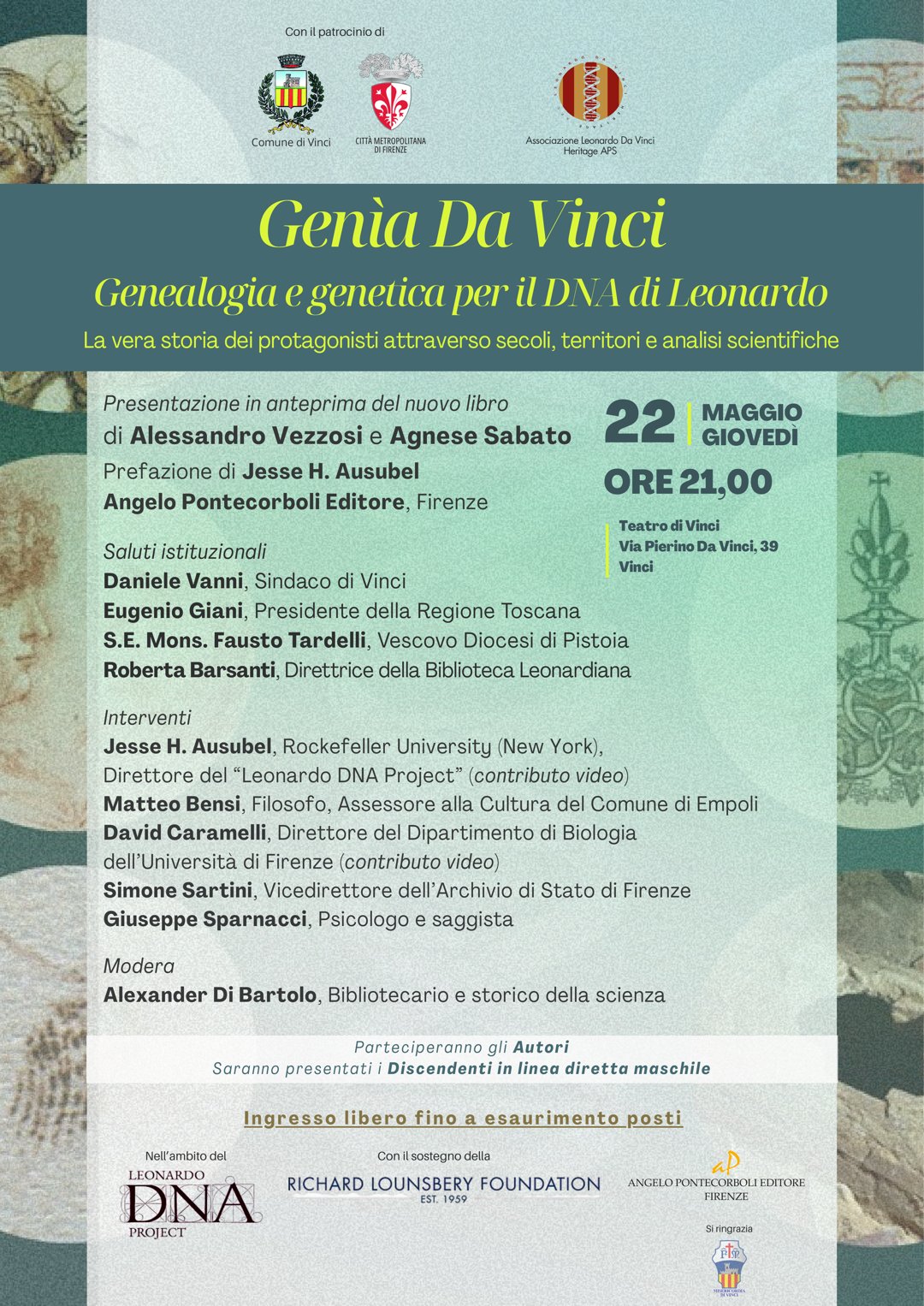 locandina evento del 22 maggio a Vinci