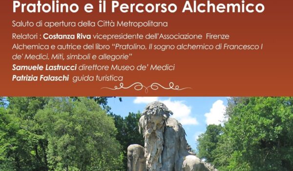 locandina con informazioni sull'evento del 30 aprile e foto del gigante dell'appennino a Pratolino