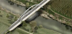 rendering del ponte del progetto Città delle due rive