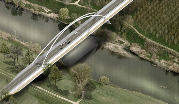 rendering del ponte del progetto Città delle due rive
