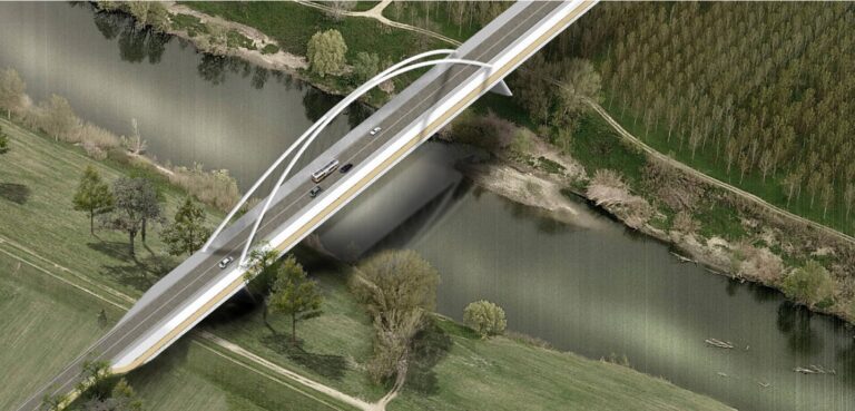 rendering del ponte del progetto Città delle due rive