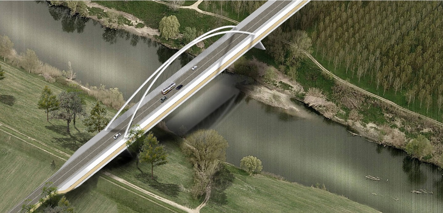 rendering del ponte del progetto Città delle due rive